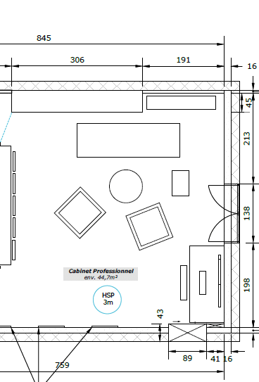 Plan d'agencement d'un cabinet professionnel, optimisation d'espace bureau et zone d'accueil