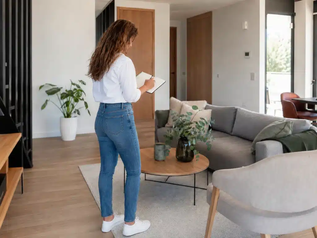 Conseil en visite de bien immobilier avec prise de notes pour préparer un compte rendu client